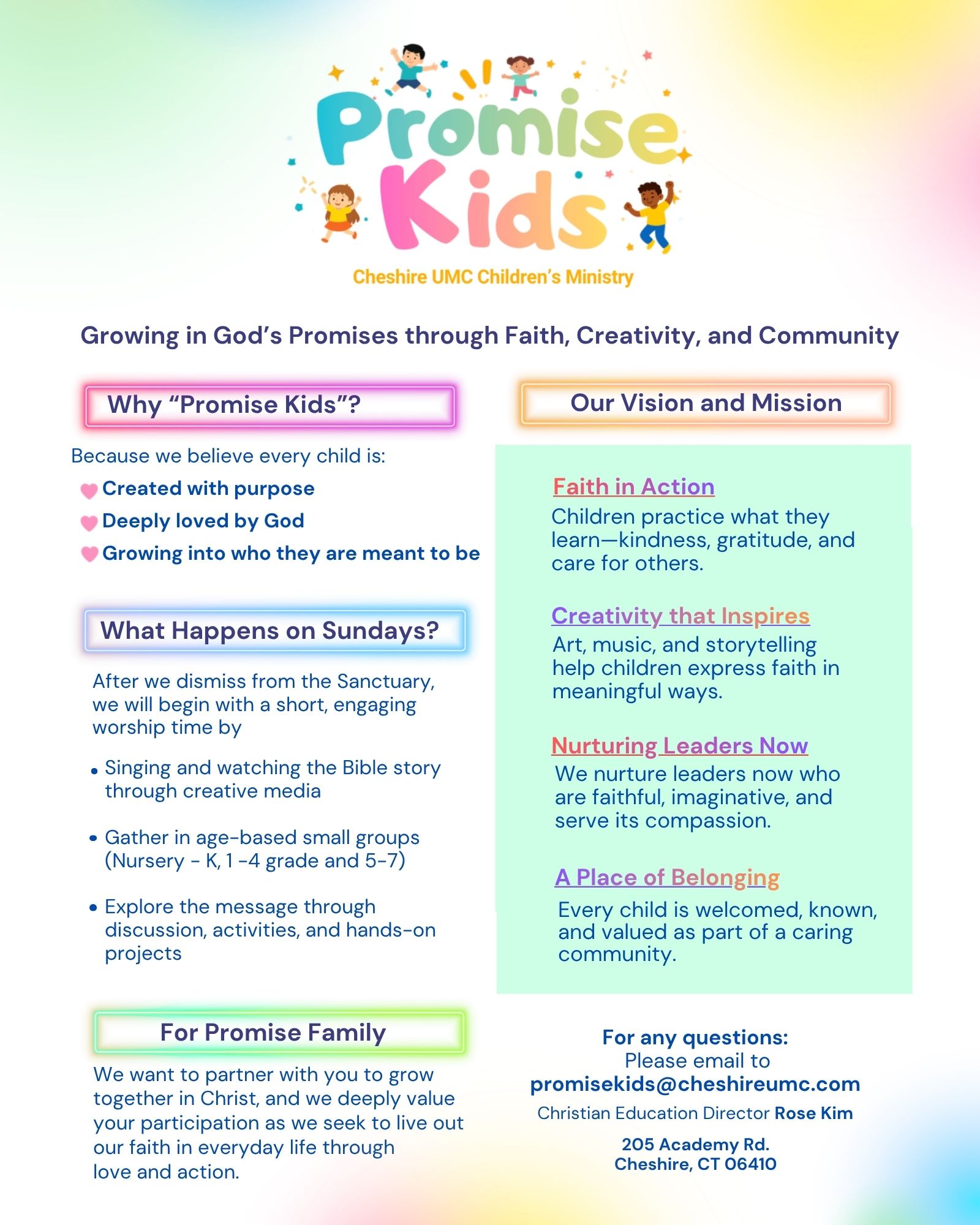 Promise Kids Children's Ministry flyer